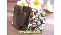Black Wooden Buckle Bracelets Beads